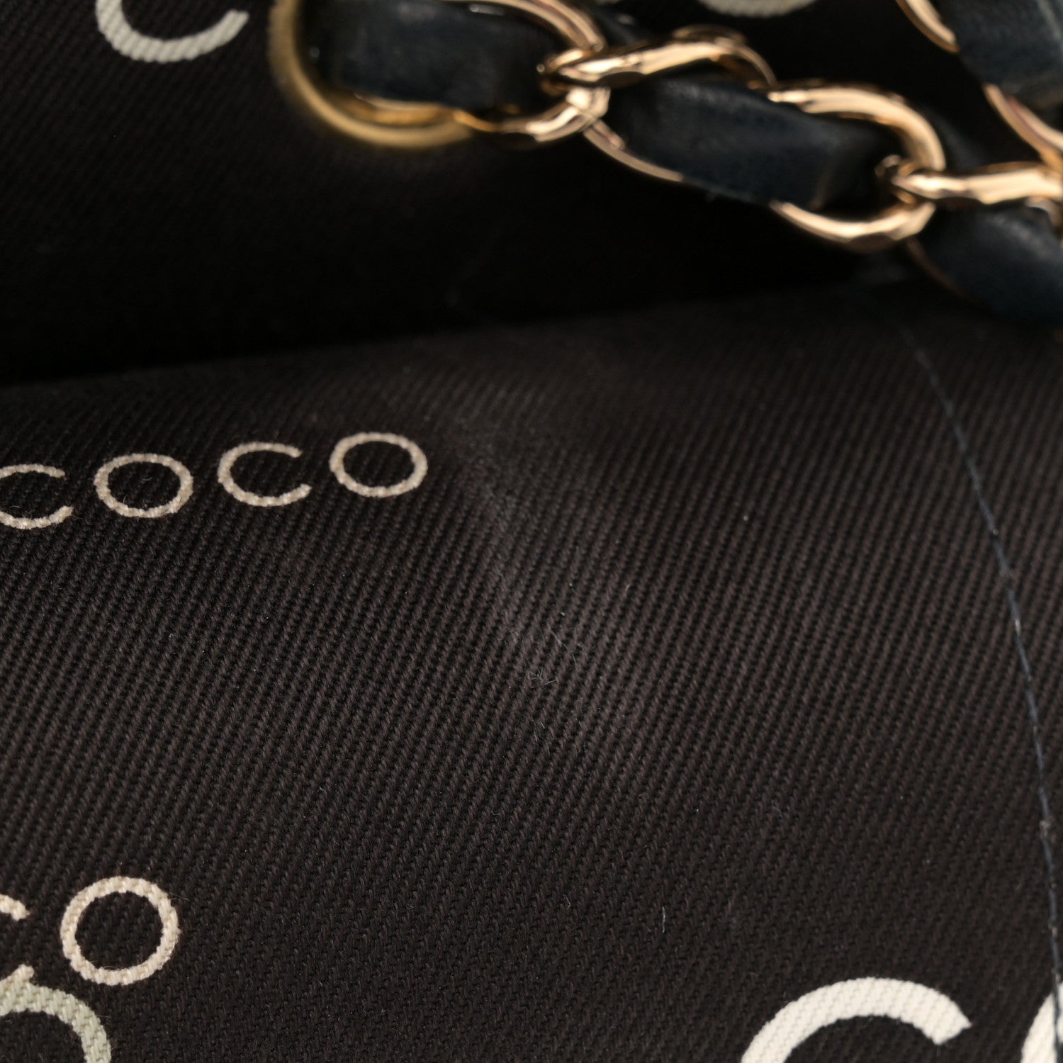 Chanel Canvas Coco Printed Quilted Medium Double Flap Black White 13 of 14
