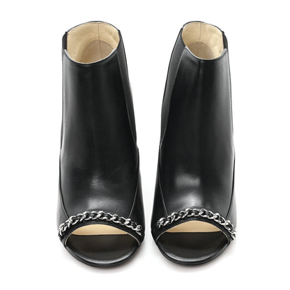 Chanel Lambskin Chain Ankle Boots 38 Black 3 of 10