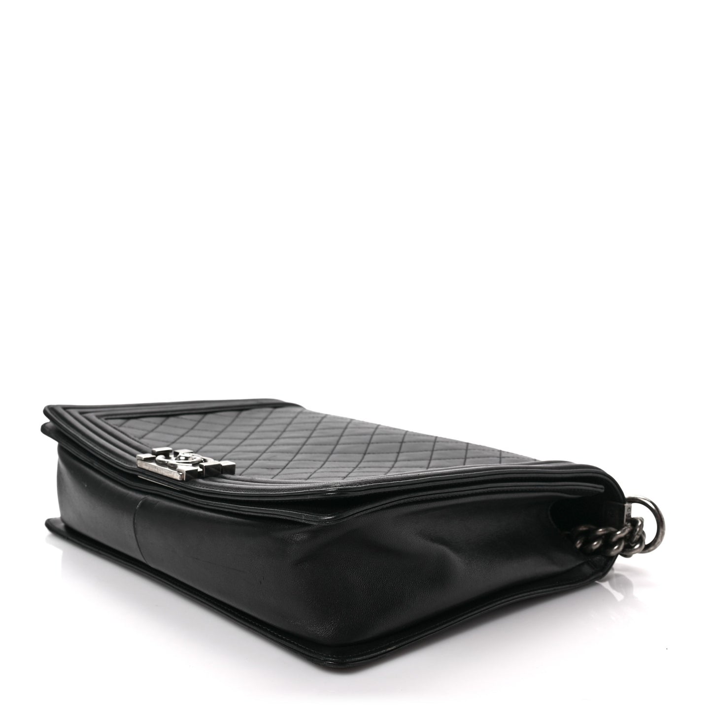Lambskin Quilted Large Boy Flap Black