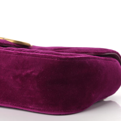 Gucci Velvet Matelasse Small GG Marmont Shoulder Bag Fuchsia Violet Cyclamen 10 of 10