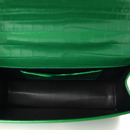 Alexander McQueen Calfskin Crocodile Embossed Knuckle Shoulder Bag Green 5 of 8