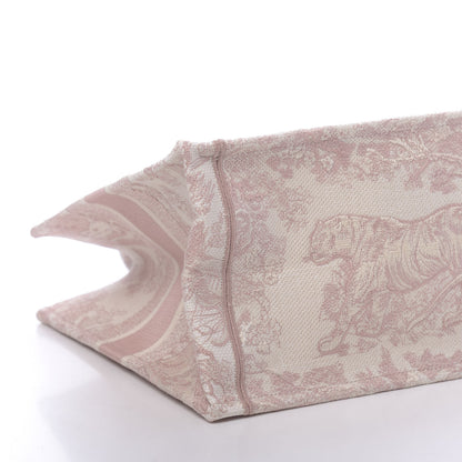 Christian Dior Canvas Embroidered Medium Dioriviera Toile De Jouy Book Tote Rose 9 of 11