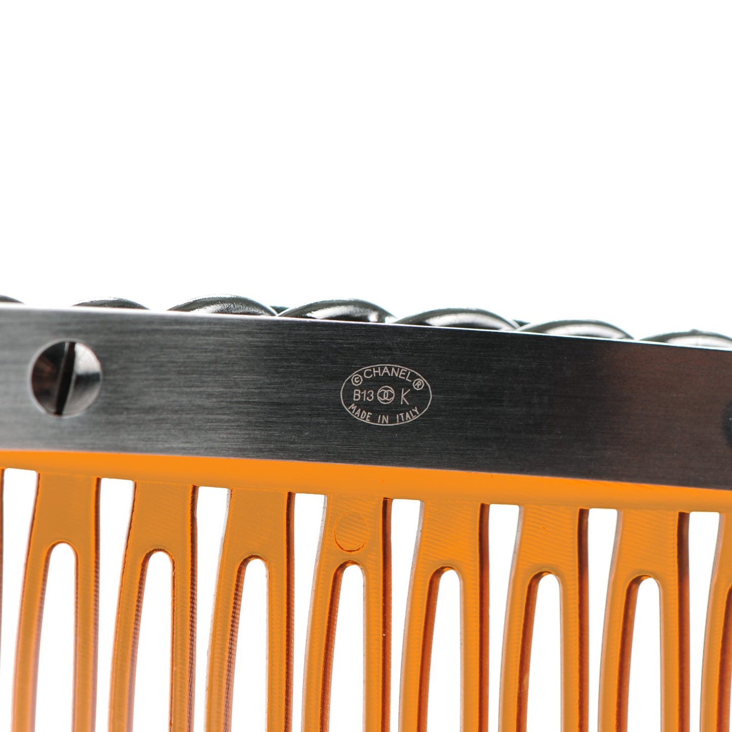 Lambskin Chain Small CC Hair Comb Black