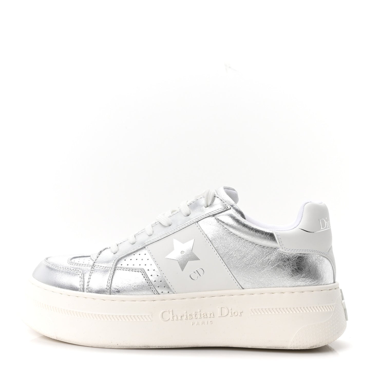 Metallic Calfskin Suede Dior Star Ors Platform Sneakers 39 Silver