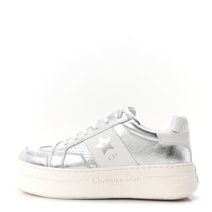 Christian Dior Metallic Calfskin Suede Dior Star Ors Platform Sneakers 39 Silver 1 of 9