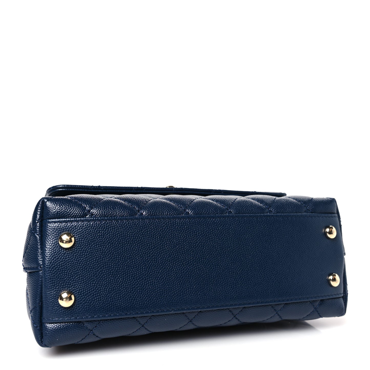 Caviar Quilted Lizard Embossed Mini Coco Handle Flap Navy Blue