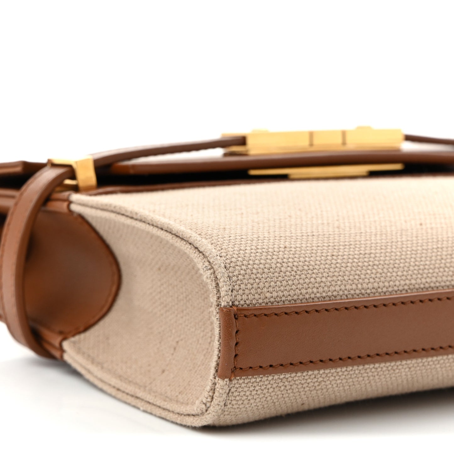 Canvas Calfskin Mini Manhattan Shoulder Bag  Natural Beige Brick