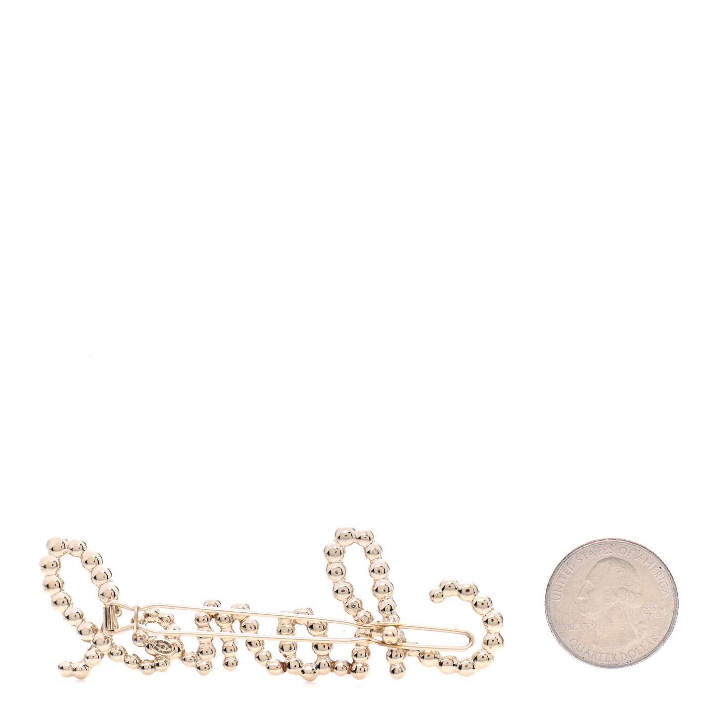 Metal Glass Swirling Pearls Hair Clip Gold