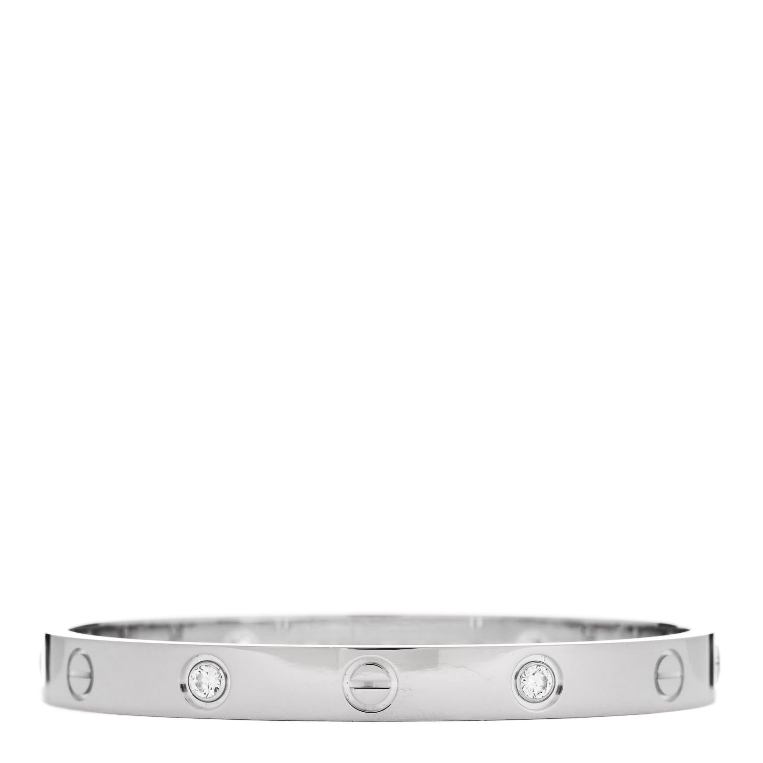 Cartier 18K White Gold 4 Diamond LOVE Bracelet 16 1 of 6