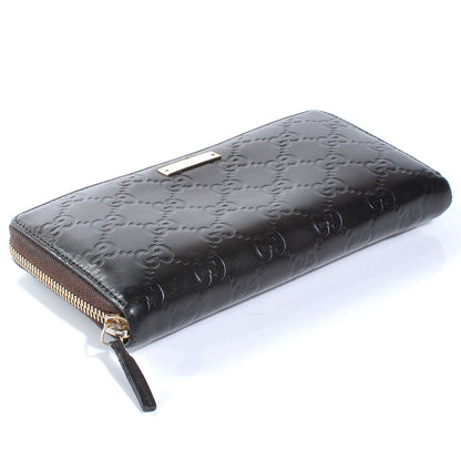Gucci Guccissima Margaux Calfskin Metal Bar Zip Around Wallet Chocolate 4 of 7