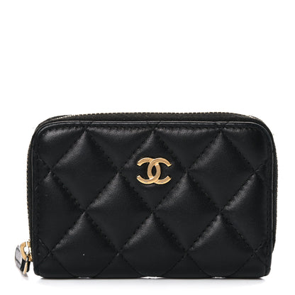 Chanel Lambskin Quilted Zip Coin Purse Black 1 of 9