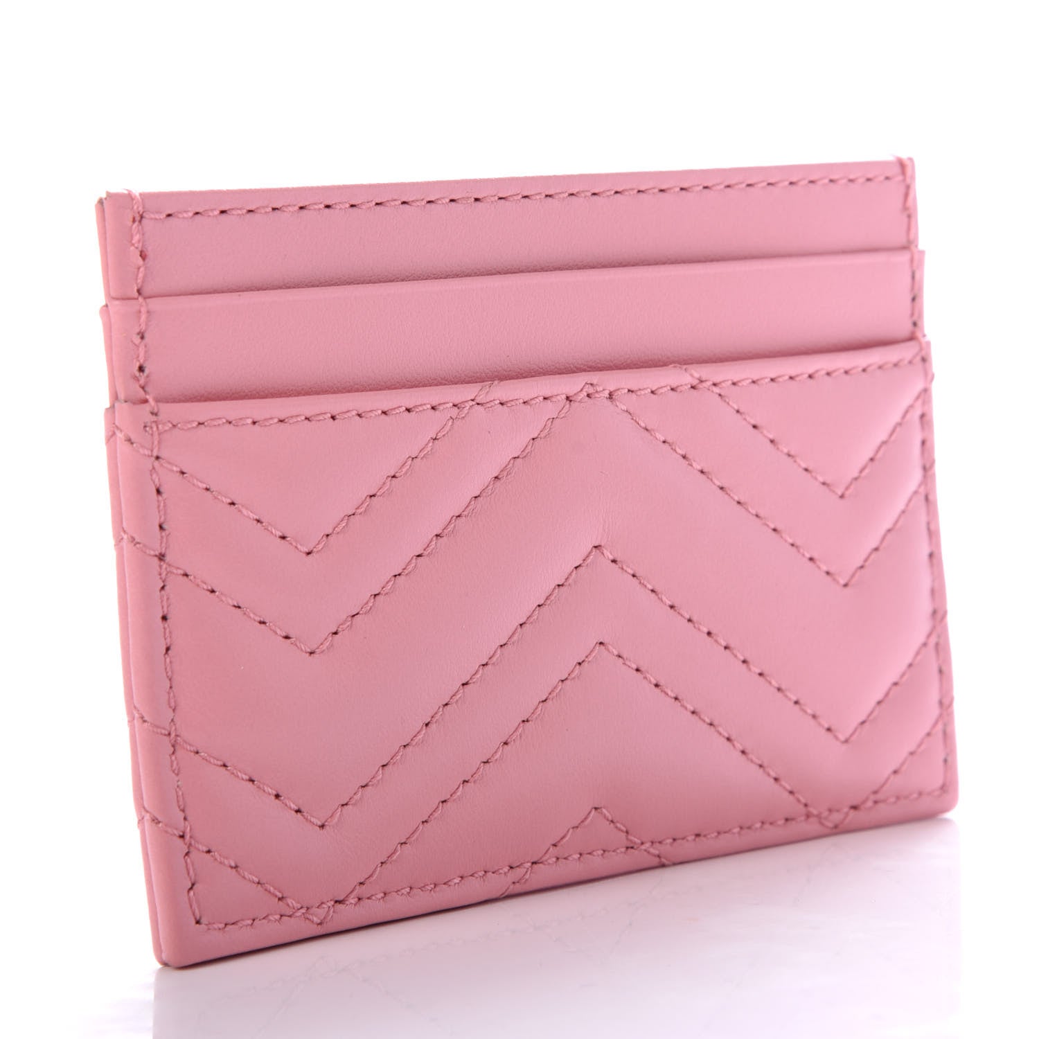 Gucci Calfskin Matelasse GG Marmont Card Holder Wild Rose 3 of 7