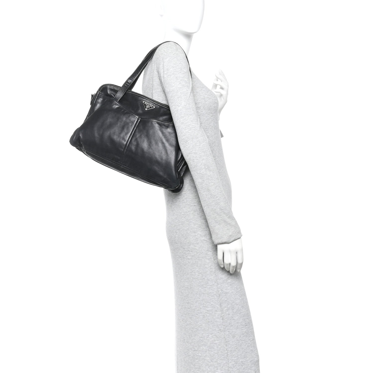 Prada Nappa Pocket Satchel Black 2 of 16