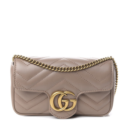 Gucci Calfskin Matelasse Super Mini GG Marmont Shoulder Bag Porcelain Rose 1 of 10
