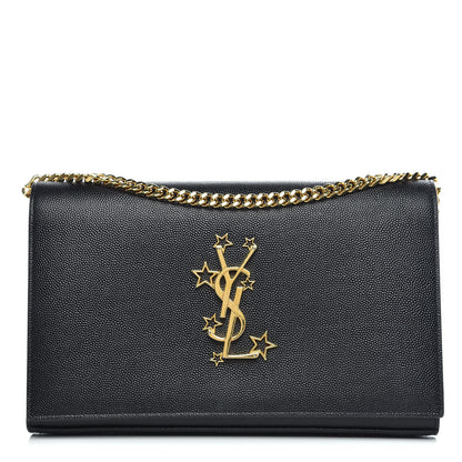Saint Laurent Grain De Poudre Star Studded Monogram Wallet on Chain Black 1 of 10