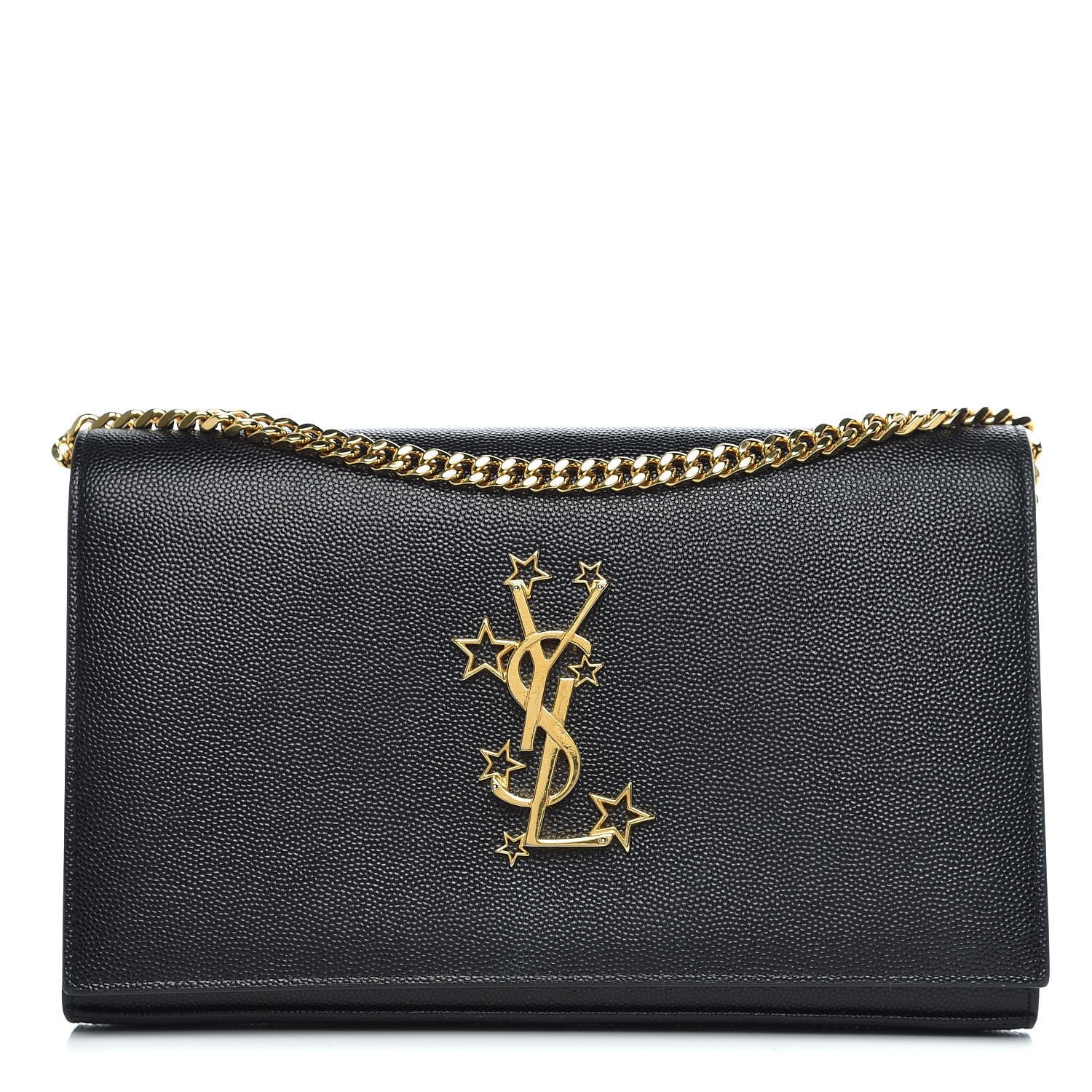 Saint Laurent Grain De Poudre Star Studded Monogram Wallet on Chain Black 1 of 10