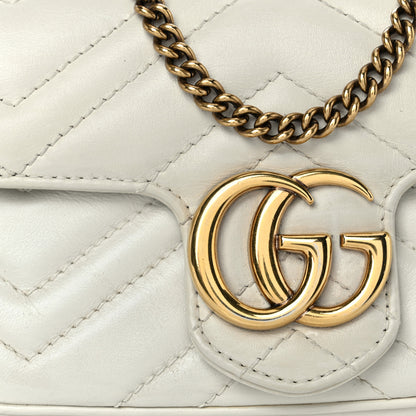 Gucci Calfskin Matelasse Super Mini GG Marmont Shoulder Bag White 8 of 12