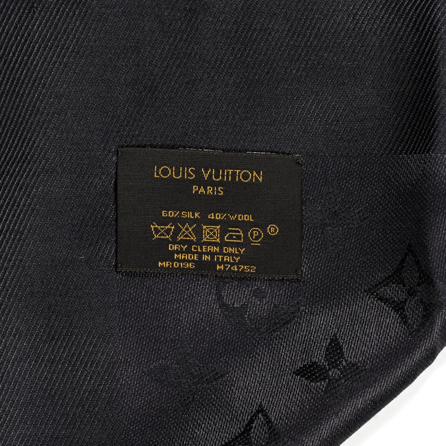 Silk Lurex Wool Monogram Shine Shawl Black