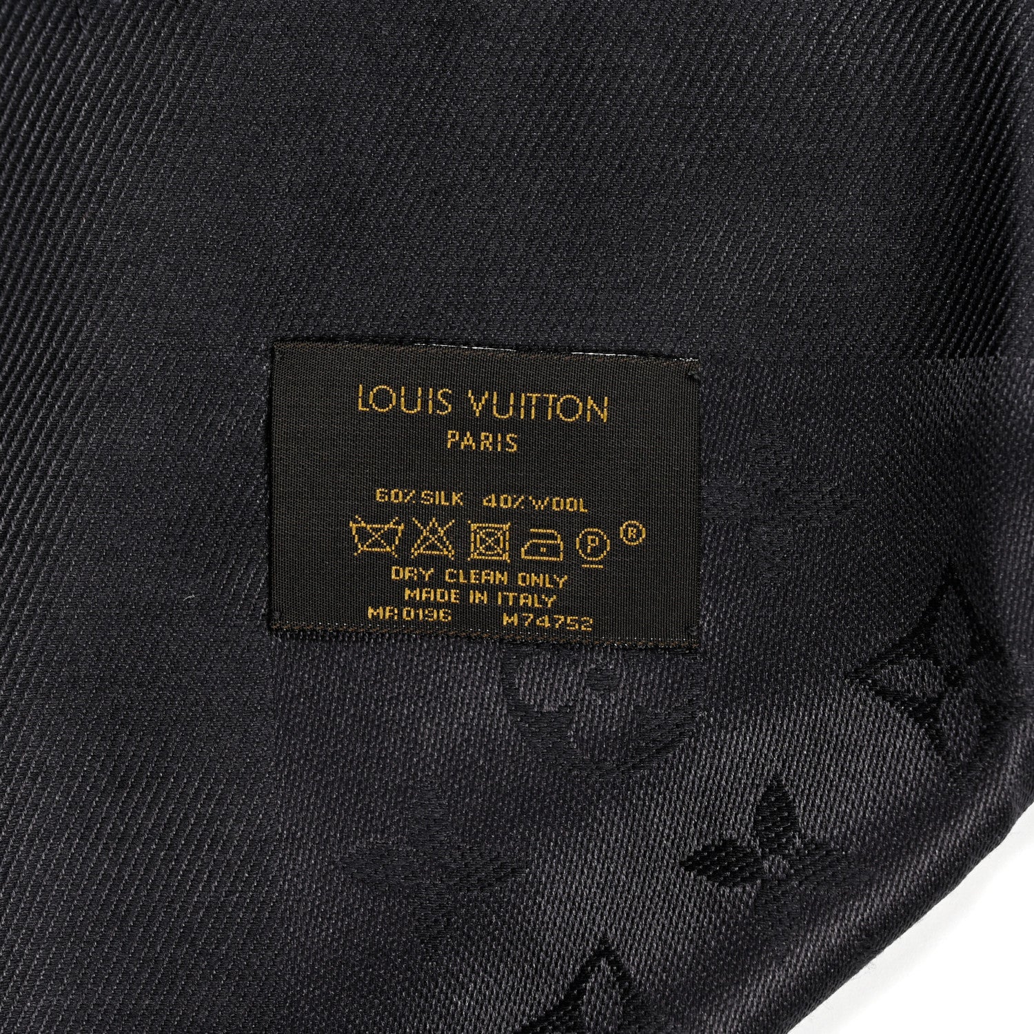 Louis Vuitton Silk Lurex Wool Monogram Shine Shawl Black 4 of 4
