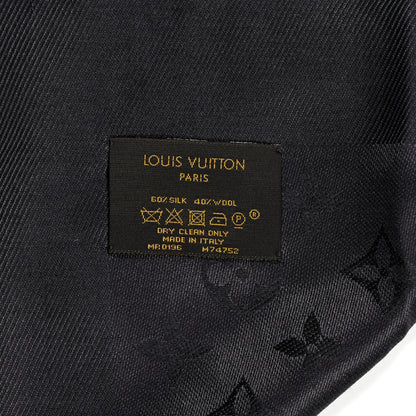 Louis Vuitton Silk Lurex Wool Monogram Shine Shawl Black 4 of 4