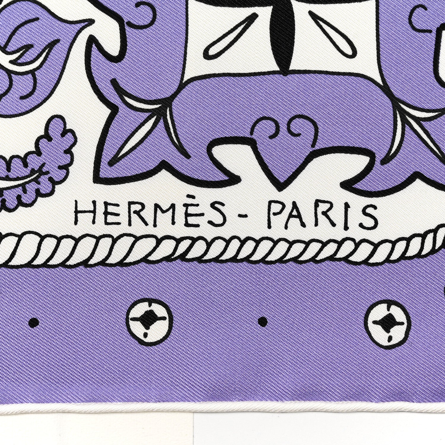 Hermes Silk Animaux Bandana Shawl 140 Mauve Black White 2 of 4