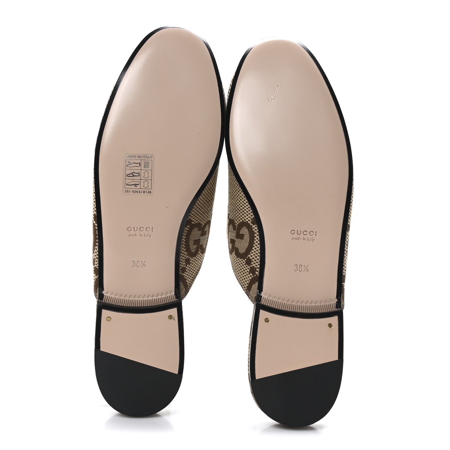 Gucci Monogram Jumbo GG Malaga Kid Womens Princetown Slippers 38.5 Camel Ebony New Acero Beige 6 of 10