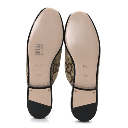 Gucci Monogram Jumbo GG Malaga Kid Womens Princetown Slippers 38.5 Camel Ebony New Acero Beige 6 of 10