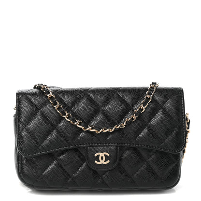 Chanel Caviar Quilted Flap Phone Holder With Chain Black 1 of 11