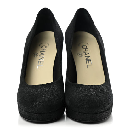 Chanel Calfskin Buffalo Cap Toe CC Pumps 37 Black 2 of 8
