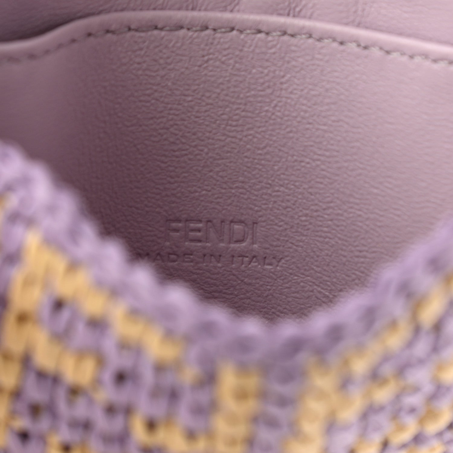 Fendi Raffia Vitello Seta FF Woven Nano Baguette Charm Anemone Natural 5 of 9