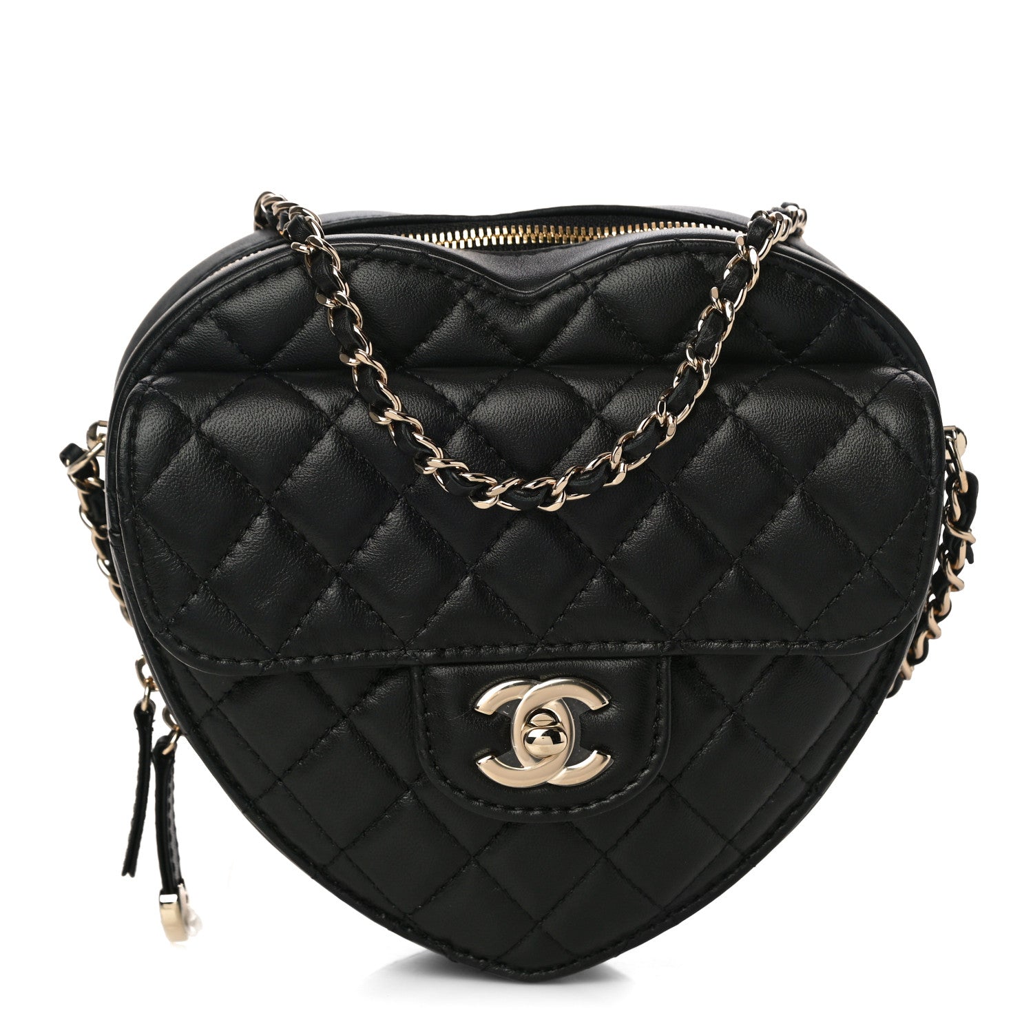 Chanel Lambskin Quilted CC In Love Heart Bag Black 2 of 10