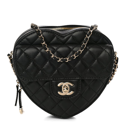 Chanel Lambskin Quilted CC In Love Heart Bag Black 2 of 10