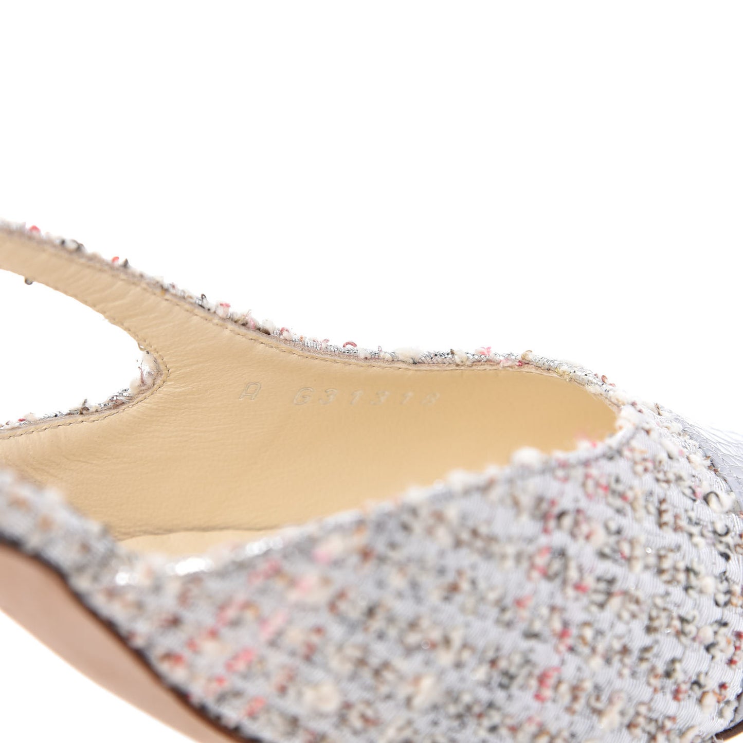 Tweed Cap Toe CC Slingback Pumps 38.5 Silver Grey