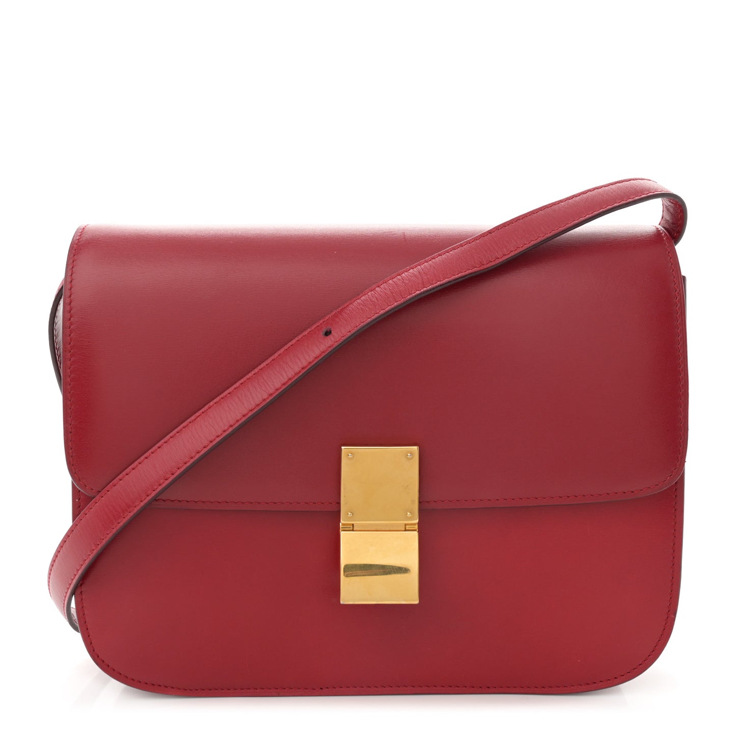 Box Calfskin Medium Classic Box Flap Bag Red