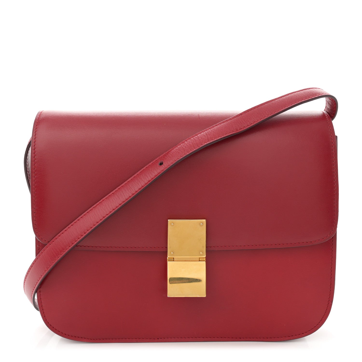 Celine Box Calfskin Medium Classic Box Flap Bag Red 1 of 14