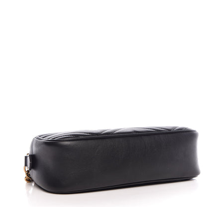 Gucci Calfskin Matelasse Small GG Marmont Chain Shoulder Bag Black 4 of 7