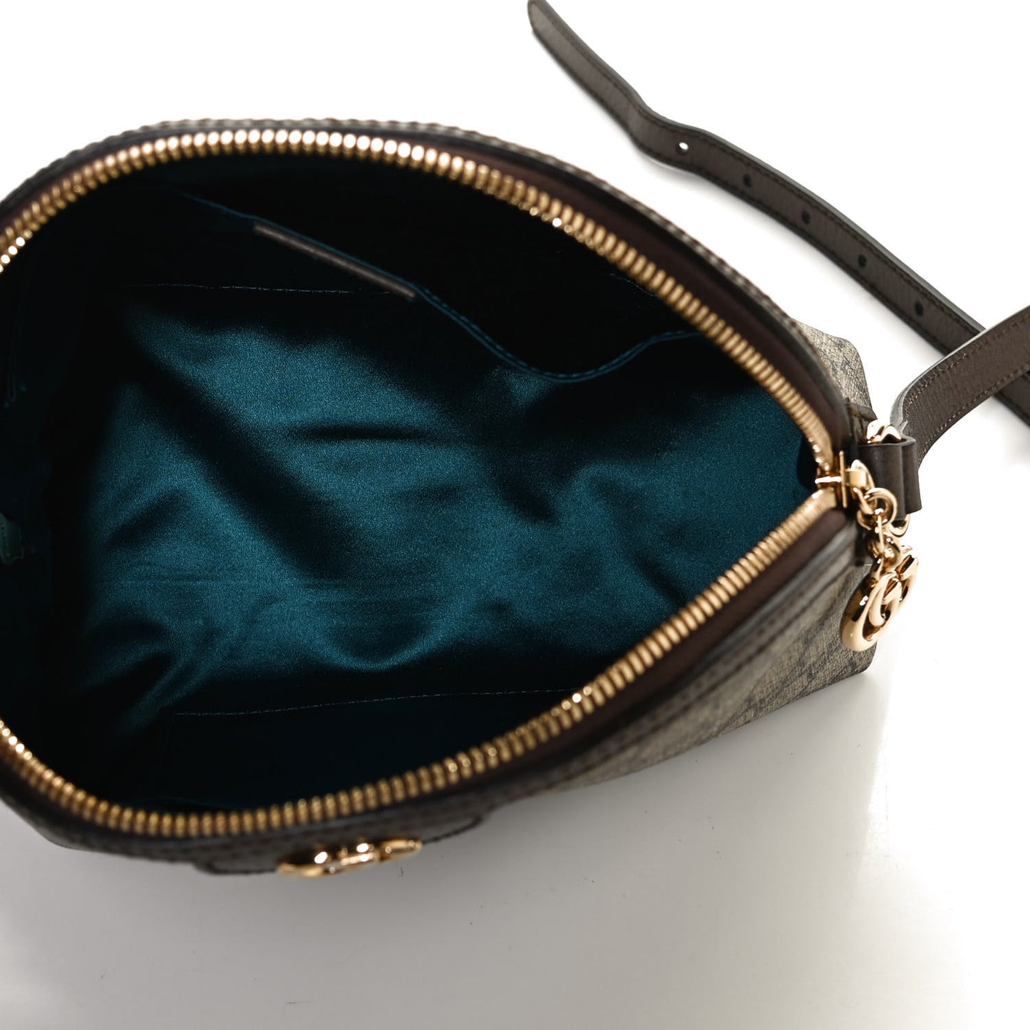 GG Supreme Monogram Textured Dollar Calfskin Web Small Ophidia Dome Shoulder Bag Beige Ebony New Acero