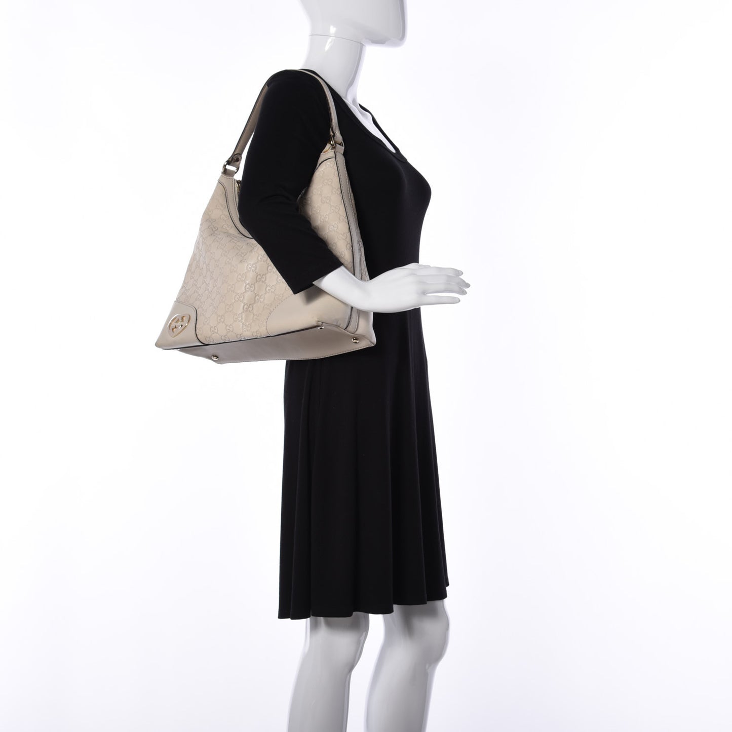 Guccissima Medium Lovely Heart Hobo Off White