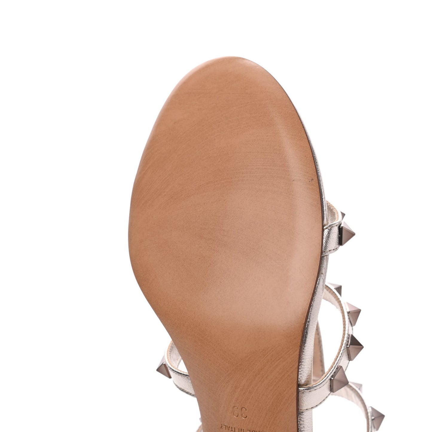 Metallic Nappa Rockstud 60mm Caged Slide Sandals 39 Skin