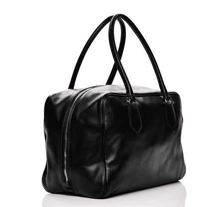 Prada Soft Calf Large Inside Satchel Black Turquoise 3 of 7