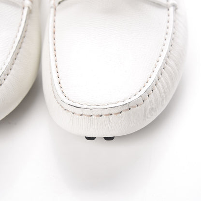 Hermes Epsom Mens Irving Driving Moccasin Loafers 40 Blanc 10 of 14