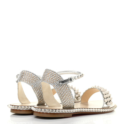 Christian Louboutin Specchio Cordorella Flat Sandals 40 Silver 4 of 7