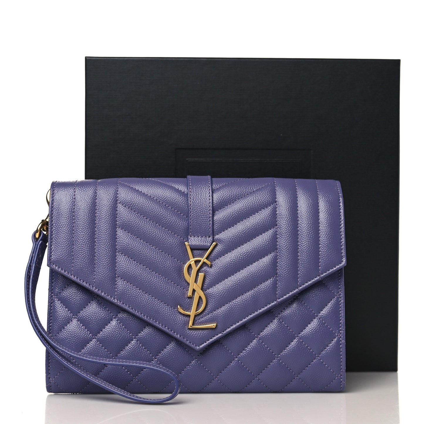 Grain De Poudre Textured Mixed Matelasse Triquilt Monogram Clutch Dark Wisteria