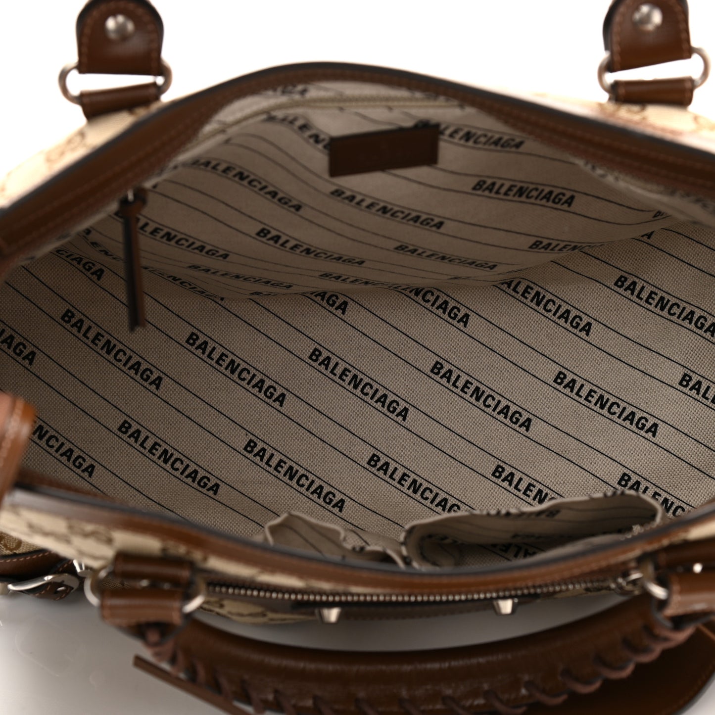 X GUCCI GG Monogram Azalea Calfskin Neo Classic Silver Hardware Medium City Beige Ebony Brown Sugar