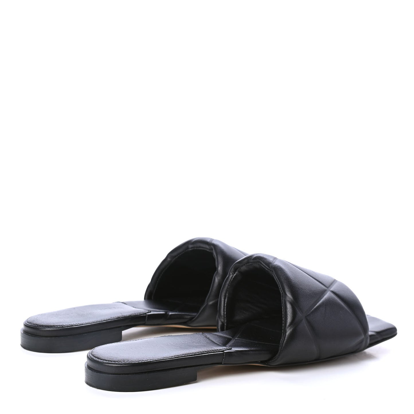 Nappa Quilted Rubber Lido Flat Sandals 36.5 Black