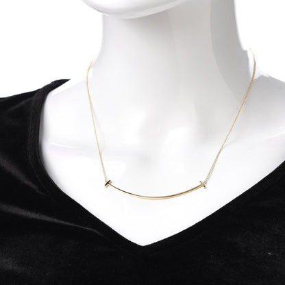 Tiffany 18K Yellow Gold Large T Smile Pendant Necklace 2 of 6