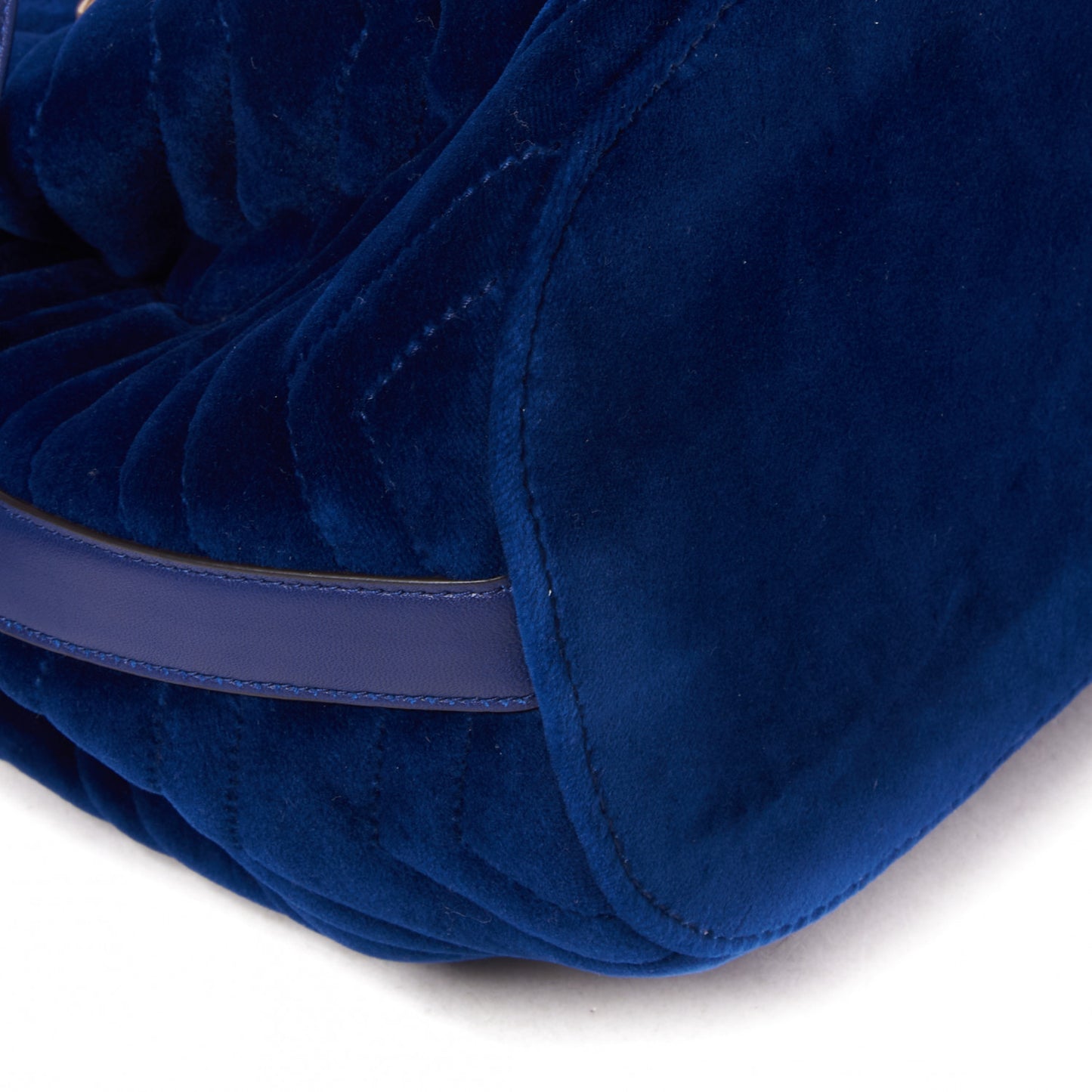 Velvet Matelasse GG Marmont Bucket Bag Cobalt Blue
