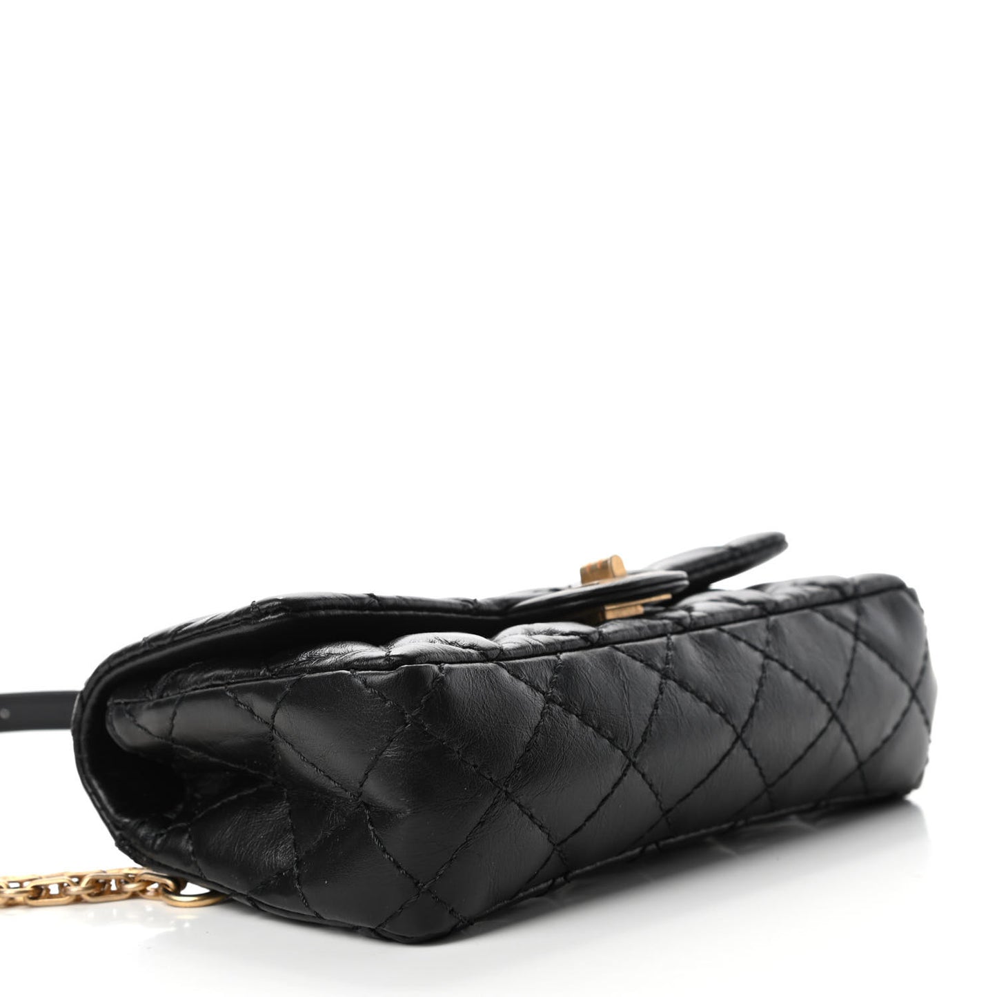 Aged Calfskin Quilted 2.55 Reissue Chain Waist Bag Black