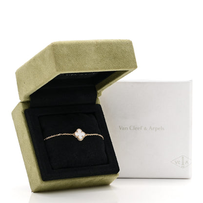 Van Cleef & Arpels 18K Yellow Gold Mother of Pearl Sweet Alhambra Bracelet 5 of 5