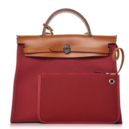 Hermes Vache Hunter Toile Herbag Zip 31 PM Rubis 3 of 9